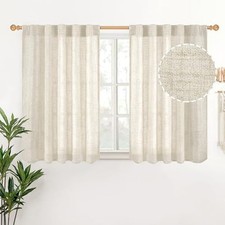 Curtains 36 Inch Length for Kitchen Cafe Window, 42"W x 36"L Pack of 2 Linen