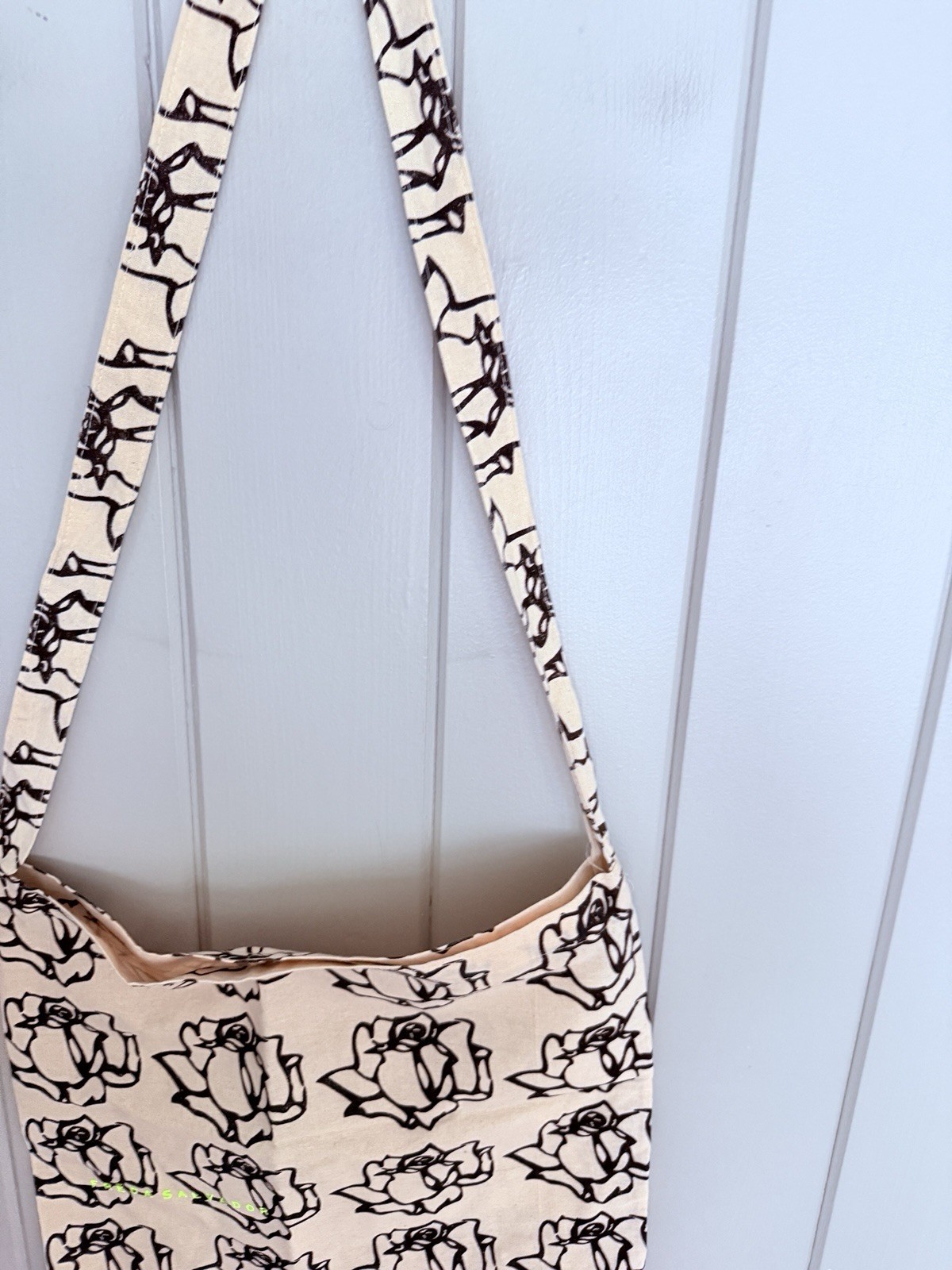 Freda Salvador Canvas Off white Black Rose Floral Tote Bag Neon Logo Lightweight thumbnail 4