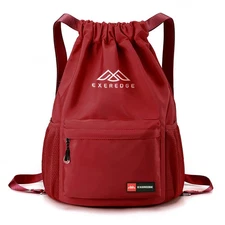Drawstring Backpack for Women Men Sport Gym Bag Water Resistant Backpack Sand...