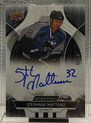 2024-25 Upper Deck Engrained Icons Stephane Matteau Auto Ebony /49 Sharks