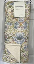 William Morris & Co Strawberry Thief Throw Blanket Cotton Gauze Fleece Grey NWT