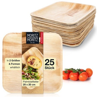 Moritz & Moritz 50x Palmblatt Teller Eckig 20cm
