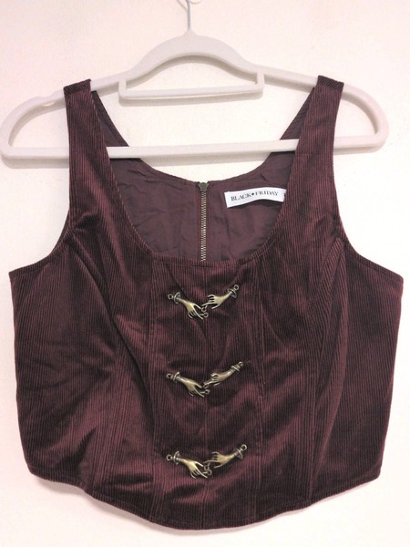 Black Friday Corset Style Top Burgandy Red Boning Size 8