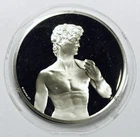 THE GENIUS OF MICHELANGELO: DAVID STERLING SILVER ROUND! EPIC DESIGN! NR #G3250