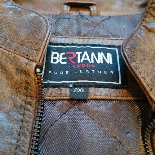 Leather Jacket Men's Size 2XL Biker Motorcycle Vintage Distressed Brown Bomber - Picture 4 of 13