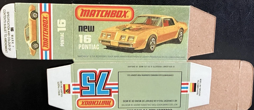 Matchbox Superfast #16 Pontiac ‘77-‘82 Type L Repro Box  - Image 2 of 2