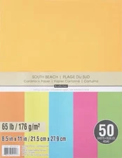 Recollections Cardstock Paper 8 1/2" x 11" 50 Sheets 65 lb 5 color SOUTH BEACH