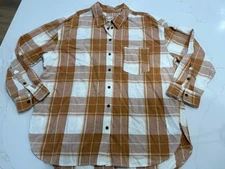 Women's Oversize Flannel Long Sleeve Button Down Universal Thread XXLBrown Plaid