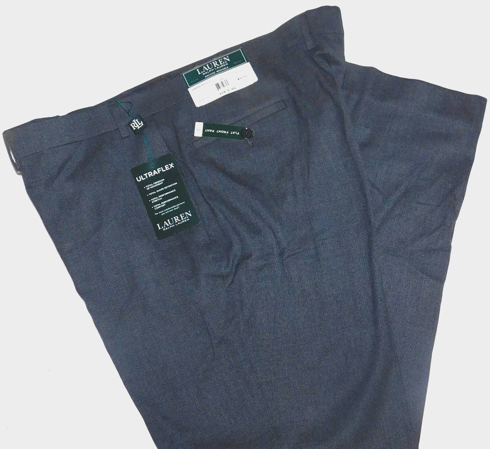 Lauren Ralph Lauren Ultraflex Stretch Dress Pants Grey Microcheck $90