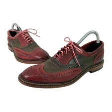 Allen Edmonds JINGLE BELL MOK Wingtip Shoes w Candy Cane Laces Red Green Mens 8