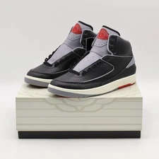 DR8884-001 Nike Air Jordan 2 Retro Black Cement Fire Red Sail Grey (Men's)
