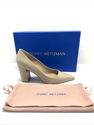 STUART WEITZMAN 85 BLOCK PMP Leather  Dune $475 women size 6 B / 36.5