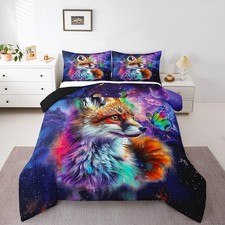 Fox Print Full Comforter Set Woodland Wildlife Bedding Set Full, Cartoon Anim...