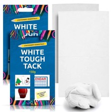 2 White Tack Tac 150g Super Tough Reusable Handy Size Sticky Adhesive Putty Glue