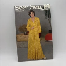 VTG See & Sew Pattern 5789 Hooded Caftan Dress Size Large 16-18