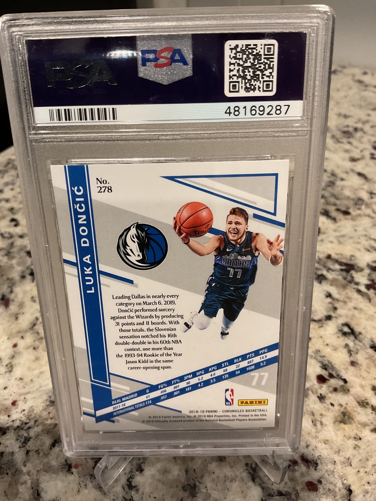2018-19 Panini Chronicles Elite #278 Luka Doncic RC Rookie | PSA 10 GM view 2