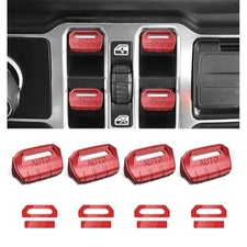 Upgrade Window Switch Button Cover 4 PCS Compatible with Matte Metallic Red