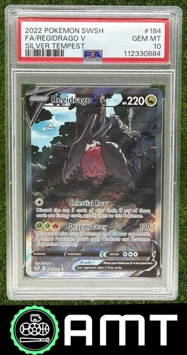 Regidrago V PSA 10 2022 Pokemon Sword & Shield Silver Tempest #184/195 UR 0884