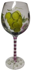Home Essential Hand Painted Wine Glass Striped Stem Floral Base Single Unit
