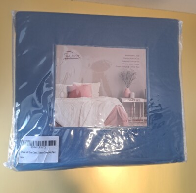 3 Pc Soft Duvet Cover Set by SuTex Queen Grey/Navy New