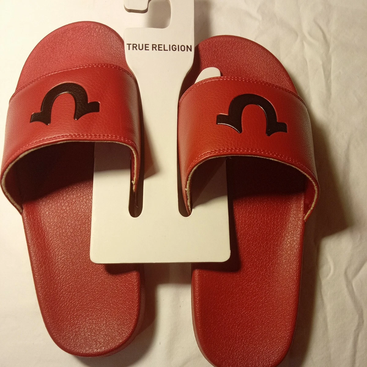 WOMEN S TRUE RELIGION RED AND BLACK SLIDES. SIZE 9. NEW eBay