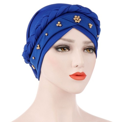 Adult Women Men Muslim Wrap Hat Beaded Head Hijab Hat Turban Wrap Cover Hat Chic - Picture 20 of 23