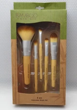 5Pc Bamboo Naturals Makeup Brushes : Foundation, Eyeshadow, Eye Smudge,  Angled