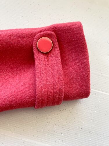 REVIEW wool blend belted pocket coat sz 8 / coral pink back pleat pockets winter - Picture 12 of 13