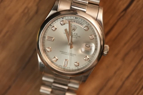 2000 Rolex Day-Date Presidential 118206, 36mm, Rhodium Diamond Dial in Platinum