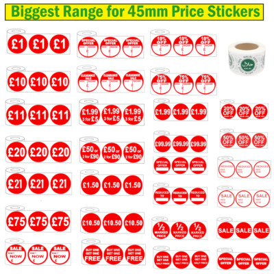 500x 45mm Red price self adhesive stickers sticky labels for retail ...