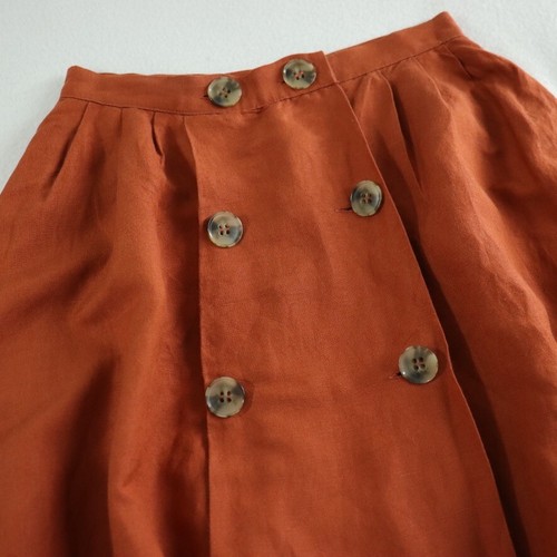 Tigerlily Lina Midi Skirt Size 8 Flare Terracotta Linen Viscose Circle Pleated - Picture 6 of 14