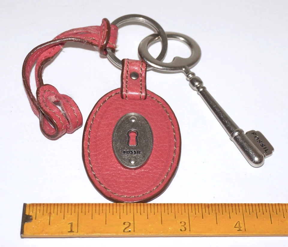 FOSSIL Desert Coral-Pink Leather LOCK & KEY Fobs - Imagem 4 de 4