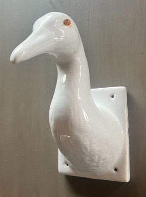 Porcelain Neutral White Ceramic Goose Wall Hook Farmhouse Towel Kitchen Decor