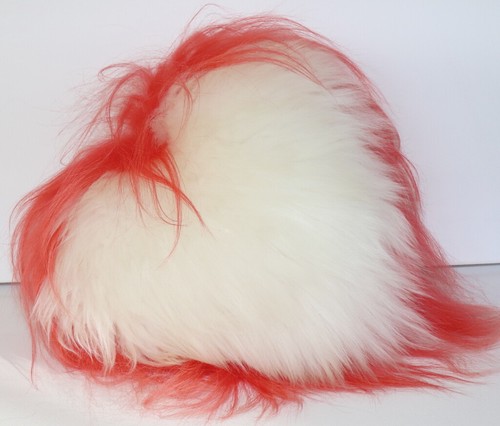 Pelz Herz Kissen Lammfell Flamme Liebe Deko Hochzeit Ring Kuschel Sofa Rot Weiß - Bild 3 von 5