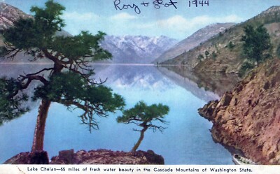 Lake Chelan Cascade Mountains Washington State Postcard