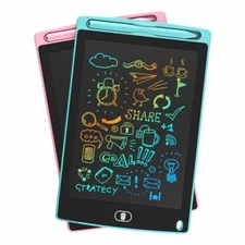 LCD Drawing Tablets Pink Multicolor 40 Count 8.5" Portable LCD Erasable Notepads