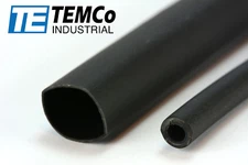 TEMCo 1/2" Marine Heat Shrink Tube 3:1 Adhesive Glue Lined 4 ft BLACK
