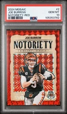 2024 Mosaic Joe Burrow Notoriety Red #2 – Bengals Superstar! PSA 10 GEM MINT!