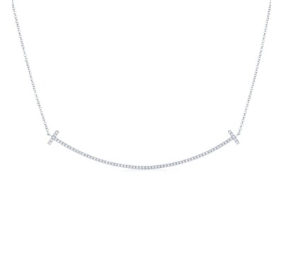アクセサリー Tiffany & Co. T Smile Necklace Silver Tiffany & Co 18kt White Gold T Smile Pendant with Diamonds Large