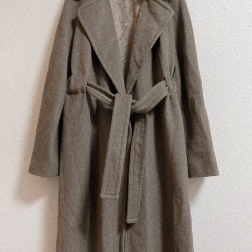Chloe long coat robe belt wool angora brown free size from Japan USED FS - Picture 4 of 15