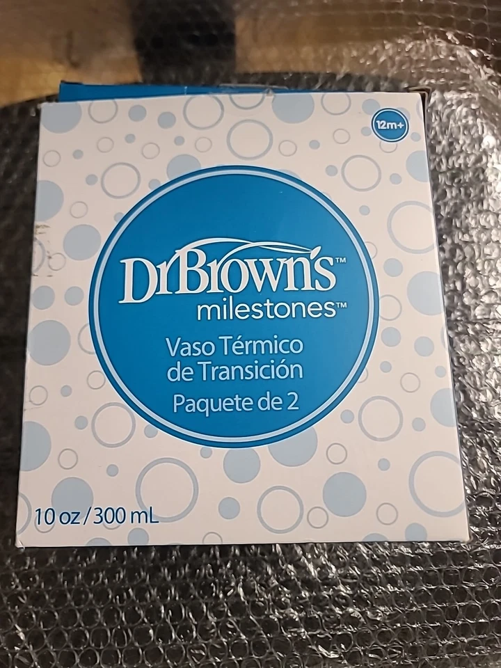 Dr. Brown's Milestones Taza para sorber aislada con caño duro con asas, azul, 10 oz Foto 2 de 4