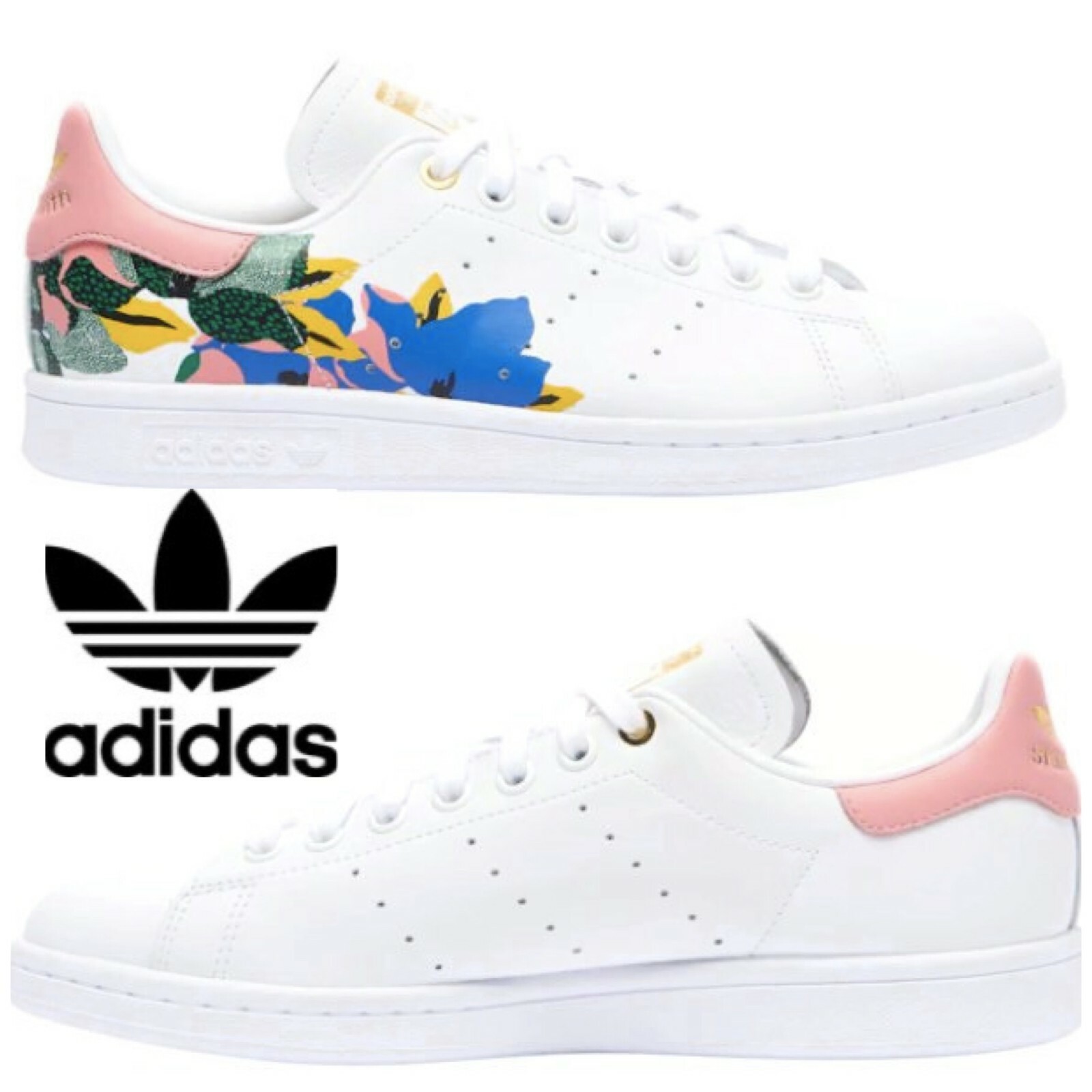 adidas originals stan smith sneakers in white and navy