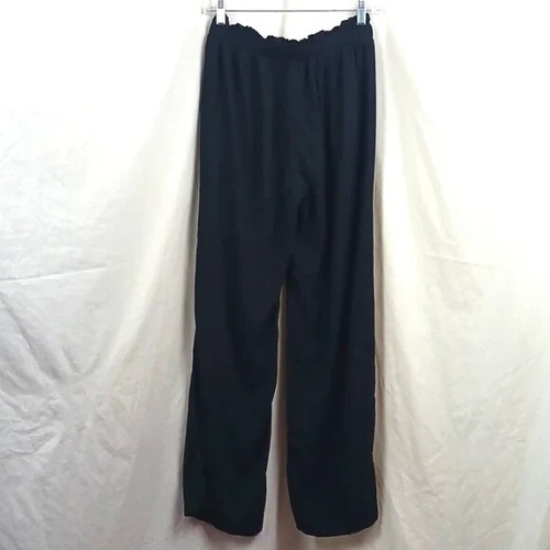 Women's Black pants 100% rayon relax fit elastic waist bohemian casual Large - Picture 4 of 5