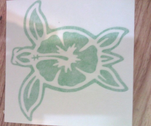 Meeresschildkröte und Blume 4""x4,5"" hellgrün Vinyl Aufkleber Auto Fenster Wandaufkleber - Bild 2 von 2