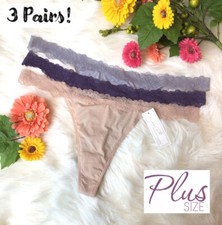Jaclyn Smith Women's Plus 3-Pack Lace Waist Thong Panties Size 2X