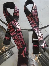 2X LOVE PINK LANYARD ID Badge KeyChain Car ID Holder Phone Strap - 2 Holders