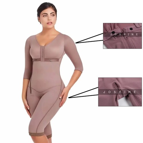 Fajas Colombianas Women Side Zipper Long Sleeves Full Body Shapewear Tummy - Picture 23 of 26