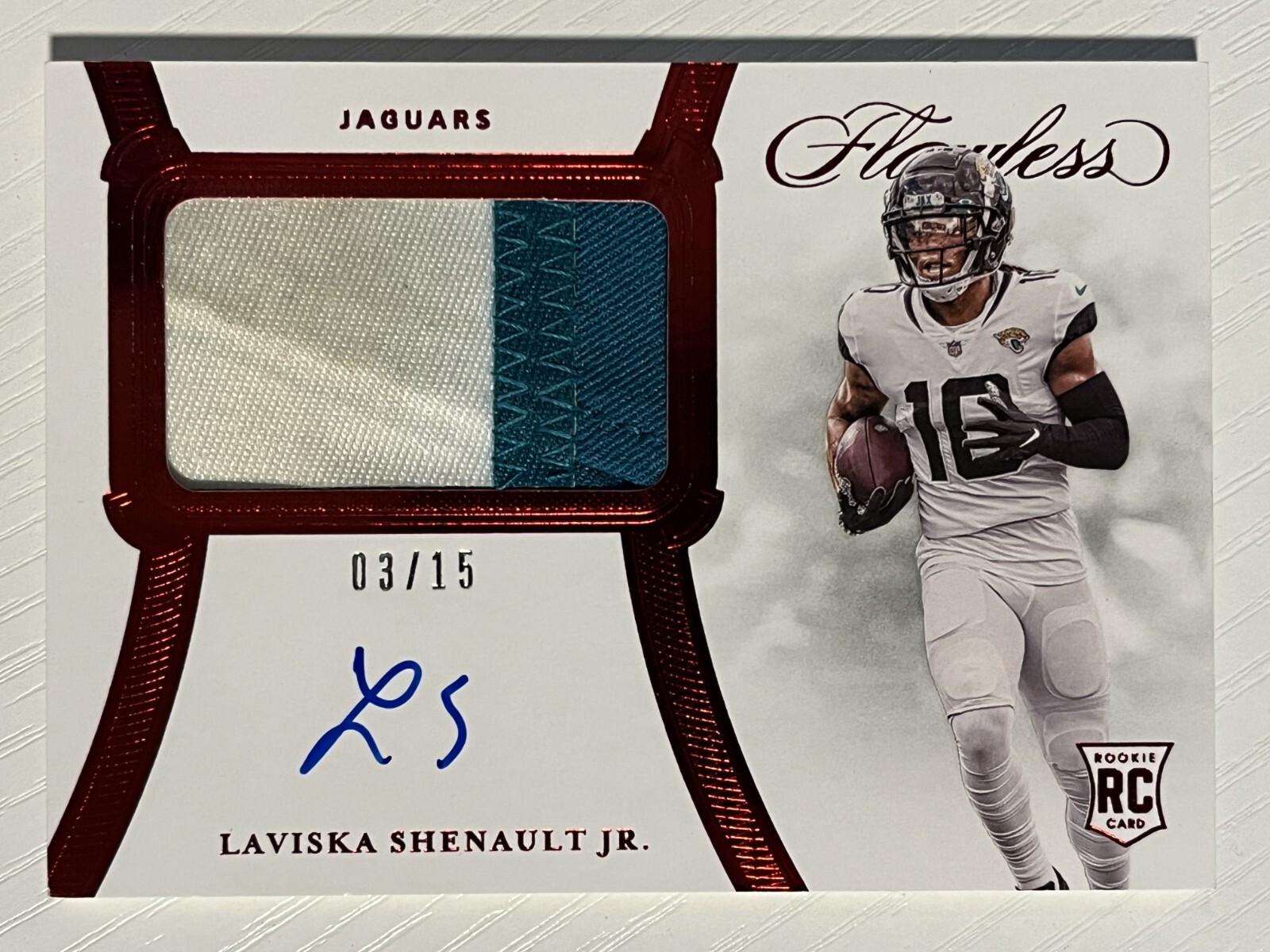Laviska Shenault Jr. 2020 Panini Flawless Rookie Patch Auto Autograph Ruby 03/15