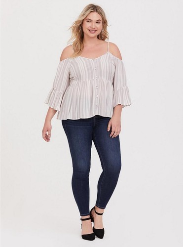 TORRID Babydoll Rayon Crepe Cold Shoulder Top Size 2 - Picture 2 of 5