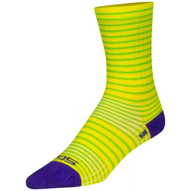 Socks - SockGuy - Yellow Stripes L/XL 6" SGX Cycling/Running NEW